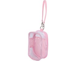 Schattige opbergtas voor verzamelfiguren en knuffels, transparante en stofdichte beschermtas met handvat voor sleutelhangers en speelgoed (Roze)