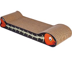 - Scratching Post Cardboard 2 Reversible Layers with Non-Slip Feet Includes Catnip Bag Fish Style 44 x 14 x 7 cm
