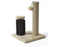 Scratching Post with Tassels 31 x 31 x 42 cm for Kittens Beige