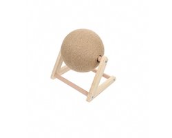 S&E Katten Krabspeeltje – Interactieve Sisal Krabbol met Houten Basis - 22 x 18 x 16 cm - M