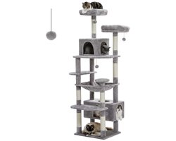 Serolux® - Krabpaal voor katten - Kattenbak - Krabpaal - Kattenspeelgoed - Krabpaal voor Grote Katten - Krabpaal voor Katten - Kattenkrabpaal - Kattenboom - Krabpalen - Kattenhuis - 184cm - Grijs