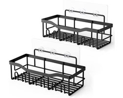 Set van 2 doucheplanken zonder boren - Badkamerplank met 12 haken