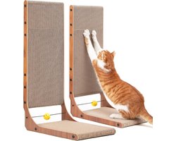 Krabpaal: Set van 2 Kattenkrabpalen – Kattenkrabpaal – Krabpaal Kat – Kartonnen Krabpaal 68 cm – L-Vormige Krabplank – Katten Krabmeubel – Voor Binnen – Krabben, Spelen & Rusten