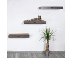 Set van 3 Rechthoekige Sisal Krabplanken voor Muurbevestiging - Donkergrijs