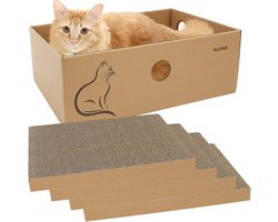 Set van 4 Dubbelzijdige Krabplanken met Doos voor Katten