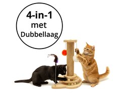 Signature Home Ruby Krabpaal beige - 50 cm – Compact met Sisal, Speelballen en Teaser – Interactief voor Katten - 4-in-1 activiteit voor katten