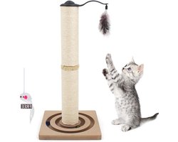 Sisal-krabpaal klein met speelgoed - Moderne kat krabzuil - 60 cm - Beige Krabpaal