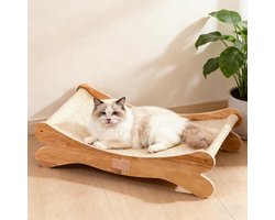 Sisal Krabplank Kat - Krabpaal Mat - Krabben Beschermen - Massief Beukenhout - 33x165x9cm - Natuurlijk Sisal