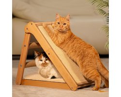 Sisal Krabplank voor Katten - Driehoekig Opvouwbaar Design van Massief Beukenhout - Groot 51 x 36 x 45 cm