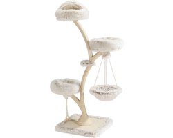 Krabpaal: SnelShoppen - Fudajo Design Krabpaal met Hangmand, Katten Krabpaal 59x59x169 cm, Kattenboom tot 15 kg, Sisal en Pluche, Kattenmeubel met 3 Plateaus