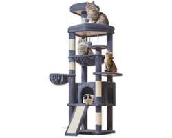 Krabton: SNJY&reg; Krabpaal Voor Grote Katten - Krabton - Kattenboom - Kattenhuis - Kattenmand - 40L x 50B x 183H cm - Grijs