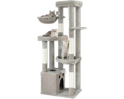 Krabton: SNJY&reg; Krabpaal Voor Grote Katten - Krabton - Kattenboom - Kattenhuis - Kattenmand - 40L x 60B x 170H cm - Lichtgrijs