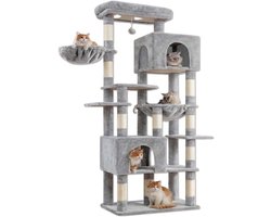 Krabton: SNJY&reg; Krabpaal Voor Grote Katten - Krabton - Kattenboom - Kattenhuis - Kattenmand - 40L x 70B x 193H cm - Lichtgrijs