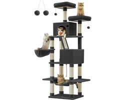Krabton: SNJY&reg; Krabpaal Voor Grote Katten - Krabton - Kattenboom - Kattenhuis - Kattenmand - 50L x 60B x 206H cm - Zwart/Wit