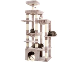 Krabton: SNJY&reg; Krabpaal Voor Grote Katten - Krabton - Kattenboom - Kattenhuis - Kattenmand - 50L x 70B x 180H cm - Bruin/Beige