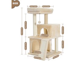 Solayne - Krabpaal - Kattenspeelgoed - Krabpaal voor katten - Katten - Kattenspeeltjes - Kattenhuis - Kattenboom - 86 cm - Beige