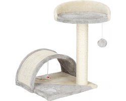 Springos Krabpaal - 2 Etages - Voor Katten - Meubelbescherming - 35 x 34,5 x 47 cm - Grijs/Beige
