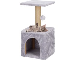 Springos Krabpaal - 3 Etages - Voor Katten - Meubelbescherming - 31X31X62 cm - Grijs