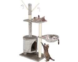 Springos Krabpaal - 4 Etages - Voor Katten - Meubelbescherming - 49X36X87 cm - Grijs