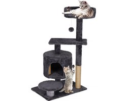 Springos Krabpaal - 5 Etages - Voor Katten - Toren - Meubelbescherming - 49 x 34 x 87 cm - Grafiet
