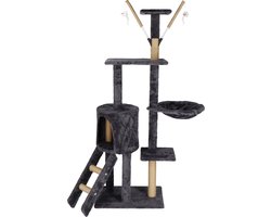 Springos Krabpaal - 6 Etages - Voor Katten - Toren - Meubelbescherming - 35 x 35 x 145 cm - Grijs
