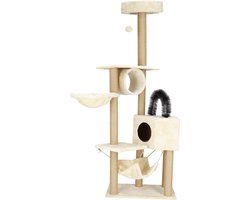 Springos Krabpaal - 7 Etages - Voor Katten - Toren - Meubelbescherming - 58 x 37 x 154 cm - Beige