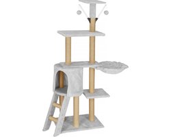 Springos Krabpaal - 8 Etages - Voor Katten - Toren - Meubelbescherming - 49 x 35 x 136 cm - Grijs