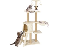 Springos Krabpaal - Voor Katten - Meubelbescherming - 136 cm - Crème - 7 Etages