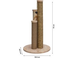 Stabiele Houten Krabpaal met Jute, Sisal en Zeegras voor Katten