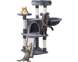 Stabiele kattenboom klimboom met knuffelholte - Yaheetech krabplank pluche kattenmeubel - hoogte 107 cm