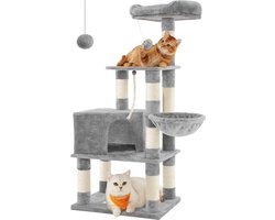 Stabiele kattenboom krabpaal - 138 cm - lichtgrijs - PCT60W