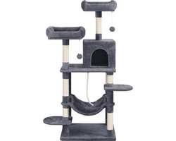 Stabiele klimboom en kattenkrabpaal met hangmat en kattenhol