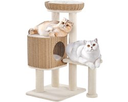 Stabiele Krabpaal voor Grote Katten met Rotan en Pluche - 91 cm Hoogte
