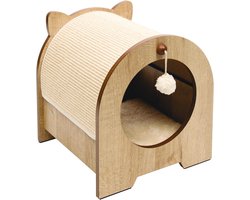 Stijlvolle Krabbank en Schuilplaats voor Katten met Verwisselbaar Speelgoed