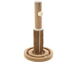 Stijlvolle Krabpaal met Speelgoed voor Katten – Zacht Pluche en Jute – Comfortabele Krabplek – 29x29x53 cm