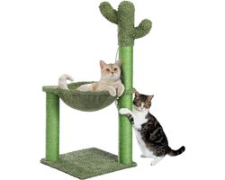 Stijlvolle Krabpalen Cat Tree - Groene Hangmat met Bal - H: 91cm/35.8"