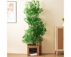 STILVORA Krabpaal – 190 cm Hoog – Boomachtige Katteladder Met 4 Platformen En Bed – MDF Gelakt – Groen – Afneembare Bladeren En Antikantel