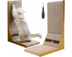 STILVORA Krabplanken L-Vormige Kattenkrabplank – Krabpaal Huisdier – Stevig Krabbord Van Golvend Papier – Voor Krabben En Spelen – Bruin – 60×40×25 cm
