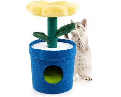 Krabpaal: SureDeal® - Krabpaal - Kleine Bloemen Platform - Kattenhol Kattenkrabpaal Kattenboom - 39,5x39,5x72 cm - Naturel