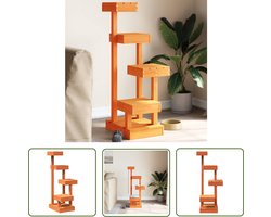 The Living Store Kattenmeubel 45,5x49x103 cm massief grenenhout wasbruin - Kattenmeubel - Krabpaal - Kattenklimrek - Kattenspullen - Kattenhouten Meubilair