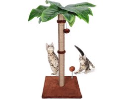 Thuys – Kattenboom Met Bladeren – 85cm – Met Interactieve Ballen En Hangballen – 40 x 40 x 85cm – Bruin