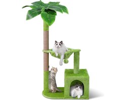 Thuys – Kattenboom Met Bladeren – Arbre A Chat – 110cm – Zwaar Gebruik – Met Pluche Bal – 60 x 35 x 50cm – Groen