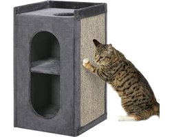 Thuys – Krabton Voor Katten – Krabmeubel – Krabpaal – 45 x 45 x 81cm – Donkergrijs