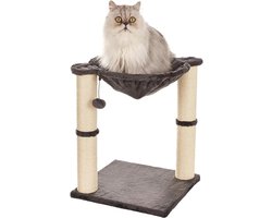 Titel: Kattenkrabpaal met hangmat, bed en krabstam 41 x 51 x 41 cm grijs