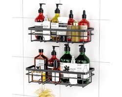 Titel: Zwarte doucheplank zonder boren (set van 2 stuks)