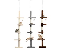 T&L Store® Krabpaal - Meerdere Niveaus - Comfortabele Condo - Hoogte Verstelbaar - Duurzaam - Pluche Bekleding - Interactieve Speeltjes - 44x24x228/274cmcm - Donker Grijs