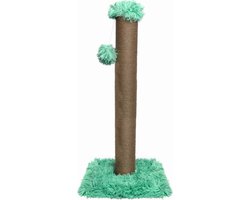 Topmast Krabpaal Fluffy Big Pole - Groen - 39 x 39 x 80 cm - Made in EU - Krabpaal voor Katten - Sterk Sisal Touw - Met Kattenspeeltje
