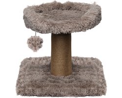Topmast Krabpaal Fluffy Carasco - Beige - 39 x 39 x 40 cm - Made in EU - Krabpaal voor Katten - Met Kattenmand - Sterk Sisal Touw