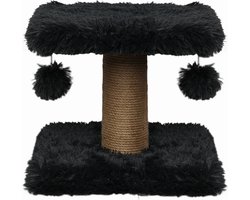 Topmast Krabpaal Fluffy Langhaar - Nairobi - Antraciet - 34 x 34 x 34 cm - Krabpaal voor Katten - Met Kattenspeeltjes - Duurzaam Sisal Touw
