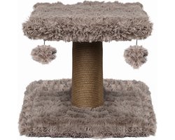 Topmast Krabpaal Fluffy Langhaar - Nairobi - Beige - 34 x 34 x 34 cm - Krabpaal voor Katten - Met Kattenspeeltjes - Duurzaam Sisal Touw